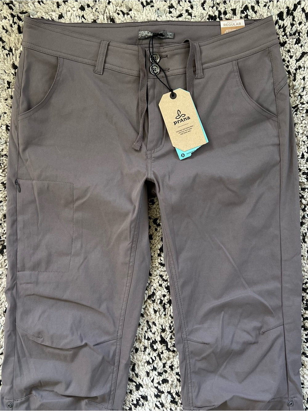 PrAna Halle Pants Grey Moonrock Roll Up Hiking Convertible Women’s 12 New - Picture 16 of 16